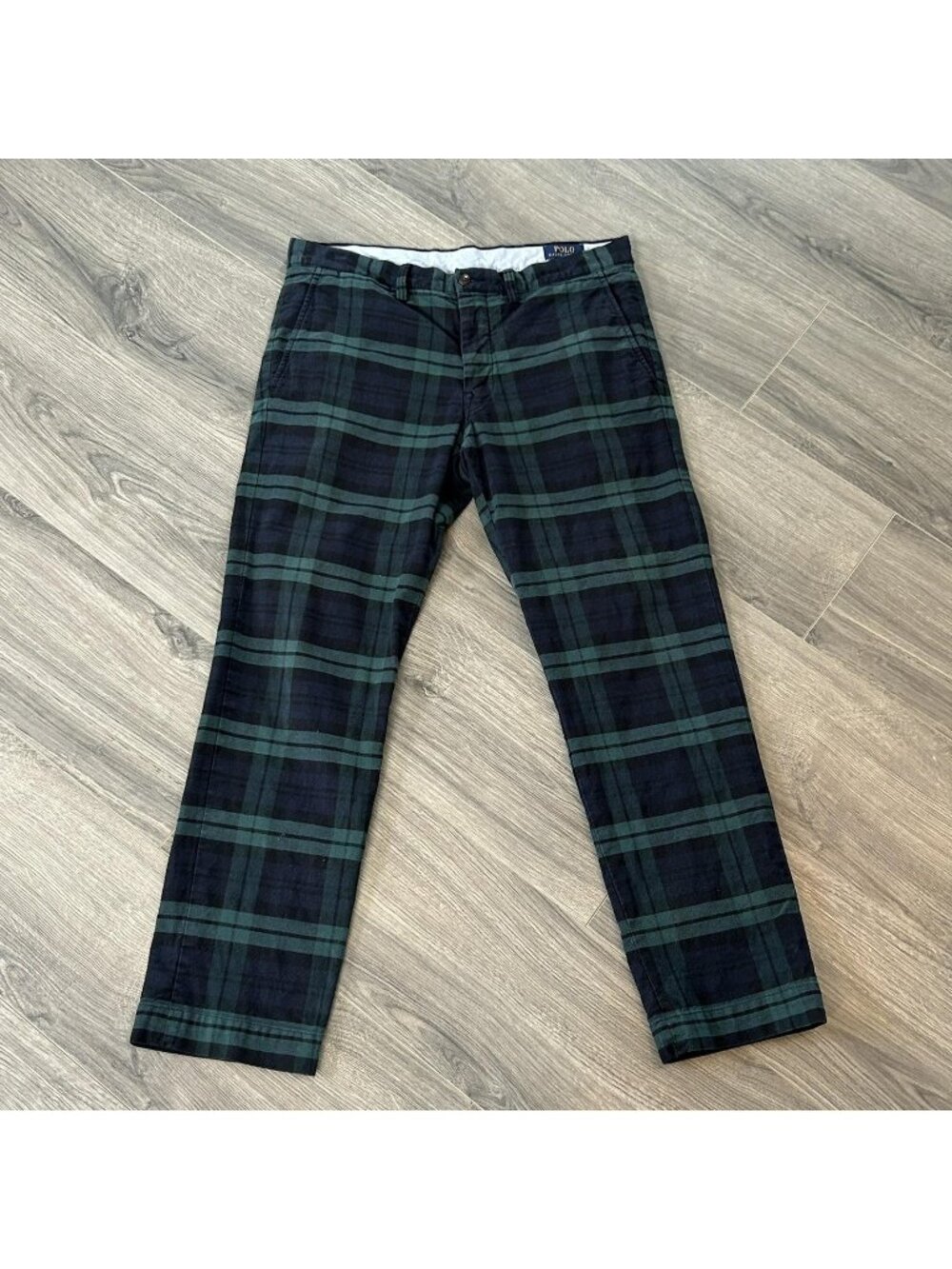 Polo Ralph Lauren Pants Mens 33x29 Black Watch Plaid Tartan The Polo Chino